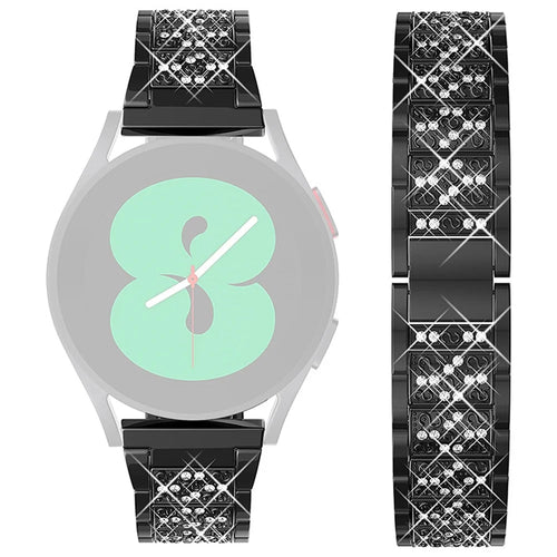 For Garmin Vivomove / Samsung Galaxy Watch3 41mm / Huawei Watch GT 2 42mm Three Beads Rhinestones Decor Watch Band 20mm Replacement Alloy Watch Strap - Black - 1