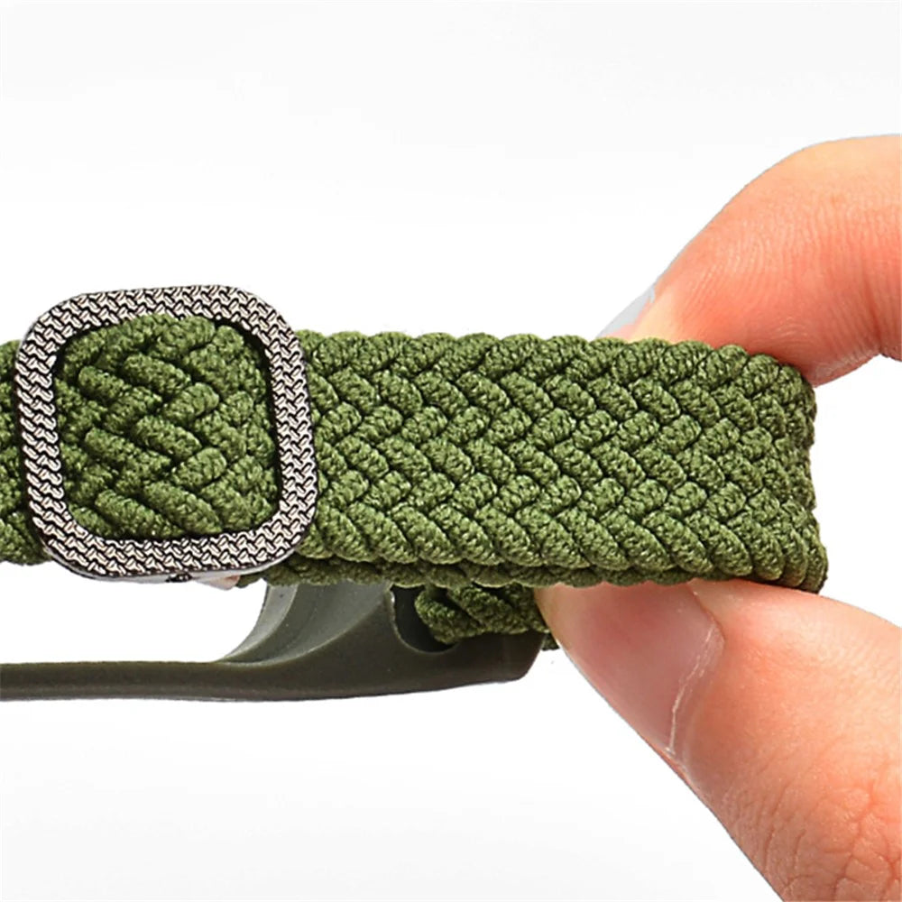 For Xiaomi Mi Band 5 / Band 6 / Band 7 Stretchy Nylon Solo Loop Band Adjustable Braided Sport Elastics Strap - Colorful Green - 5