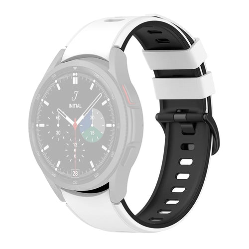 For Samsung Galaxy Watch6 40mm 44mm / Watch6 Classic 43mm 47mm / Watch 5 40mm 44mm / 5 Pro 45mm / Watch4 40mm 44mm / Watch3 41mm Dual-Color Silicone Watch Band Strap - White / Black - 1