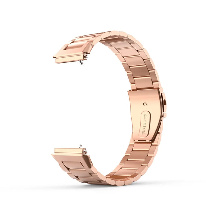 For Huawei Band 7 Three Beads Stainless Steel Anti-scratch Smart Watch Band Replacement Wrist Strap - Rose Gold - 3