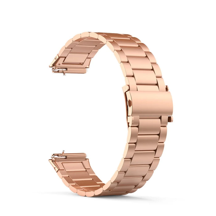 For Huawei Band 7 Three Beads Stainless Steel Anti-scratch Smart Watch Band Replacement Wrist Strap - Rose Gold - 4