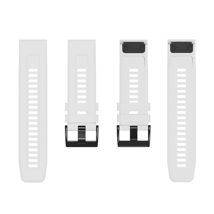 For Garmin Fenix 7X Silicone Watch Band 26mm Quick Release Metal Buckle Strap Replacement - White - 3