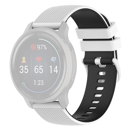 For Garmin Venu2 Plus / Venu Sq / Vivomove Grid Texture Silicone Watch Band 20mm Dual-Color Strap - White / Black - 1