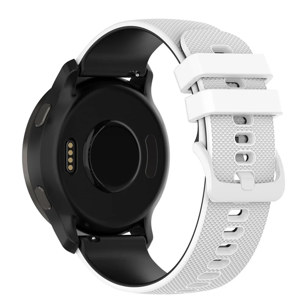 For Garmin Venu2 Plus / Venu Sq / Vivomove Grid Texture Silicone Watch Band 20mm Dual-Color Strap - White / Black - 6