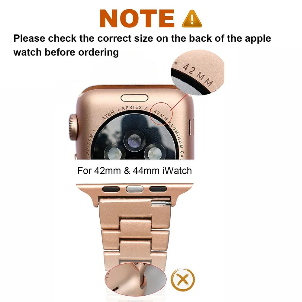 For Apple Watch Ultra 3 2 1 49mm / Series 11 10 46mm / 9 8 7 45mm / SE3 SE2 SE 6 5 4 44mm / 3 2 1 42mm Three Beads Metal Watch Band Bling Rhinestone Decor Bracelet - Pink - 7