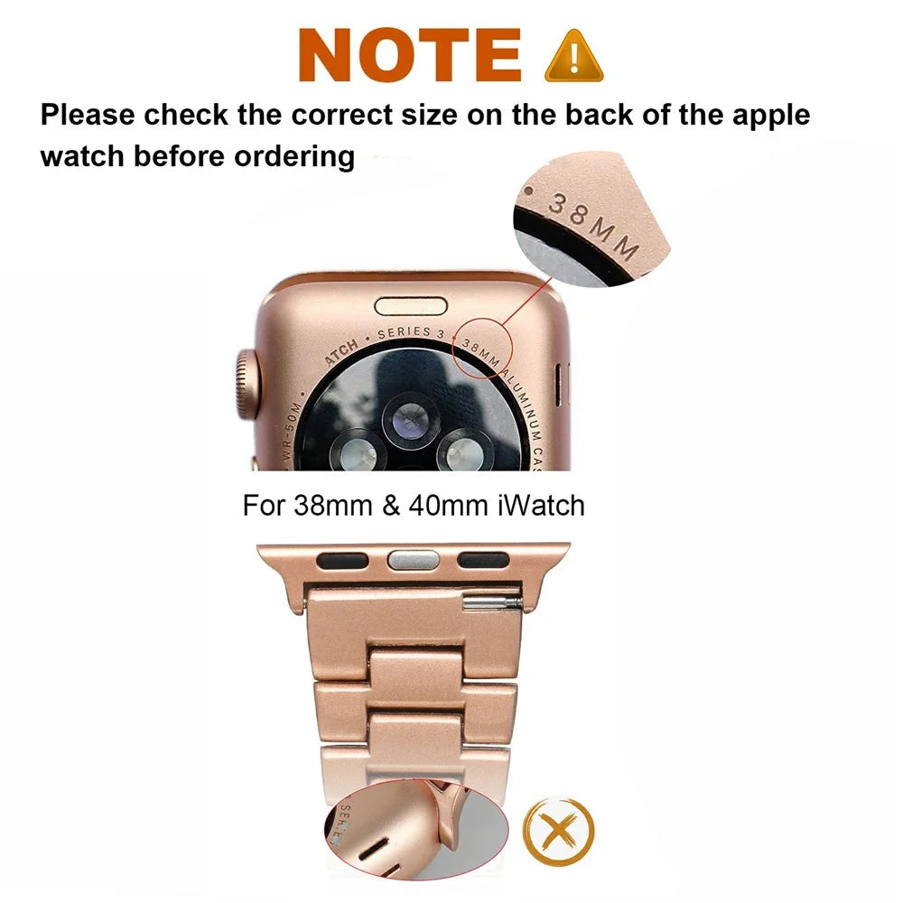 For Apple Watch Series 11 10 42mm / 9 8 7 41mm / SE3 SE2 SE 6 5 4 40mm / 3 2 1 38mm Metal Smart Watch Band Three Beads Rhinestone Decor Bracelet - Pink - 7