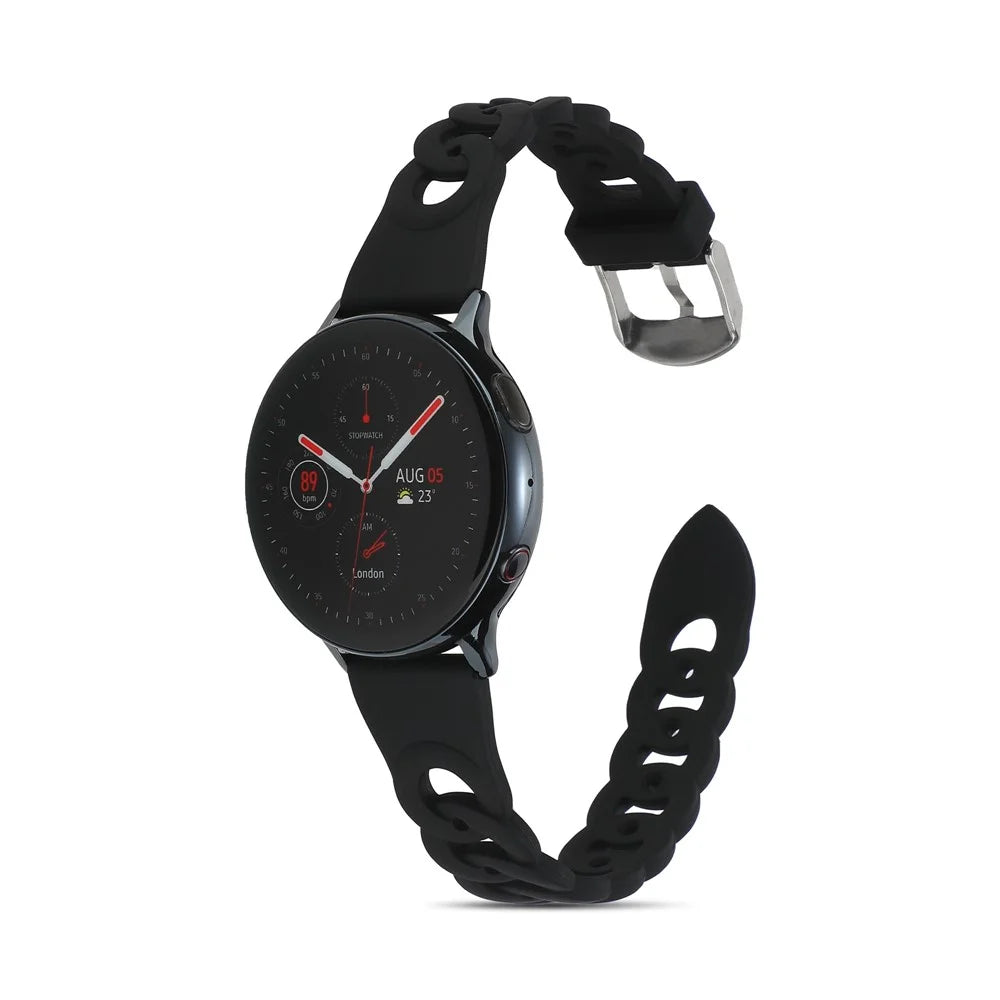 For Samsung Galaxy Watch 5 40mm / 44mm / Watch 5 Pro 45mm Circle Design Watch Strap Sport Silicone Watch Band Replacement  - Black - 2