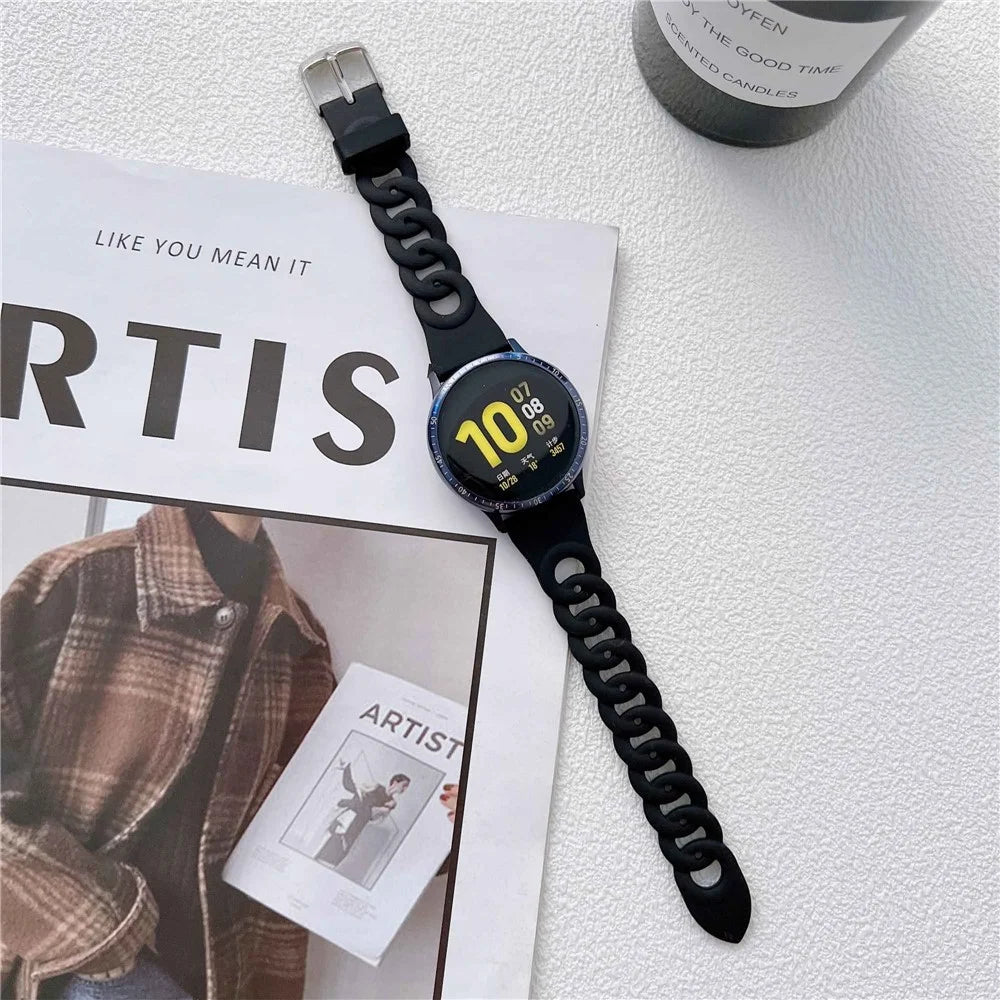 For Samsung Galaxy Watch 5 40mm / 44mm / Watch 5 Pro 45mm Circle Design Watch Strap Sport Silicone Watch Band Replacement  - Black - 3