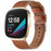 For Fitbit Versa 4 / Sense 2 Round Tail Genuine Leather Wrist Band Adjustable Watch Strap - Brown - 2