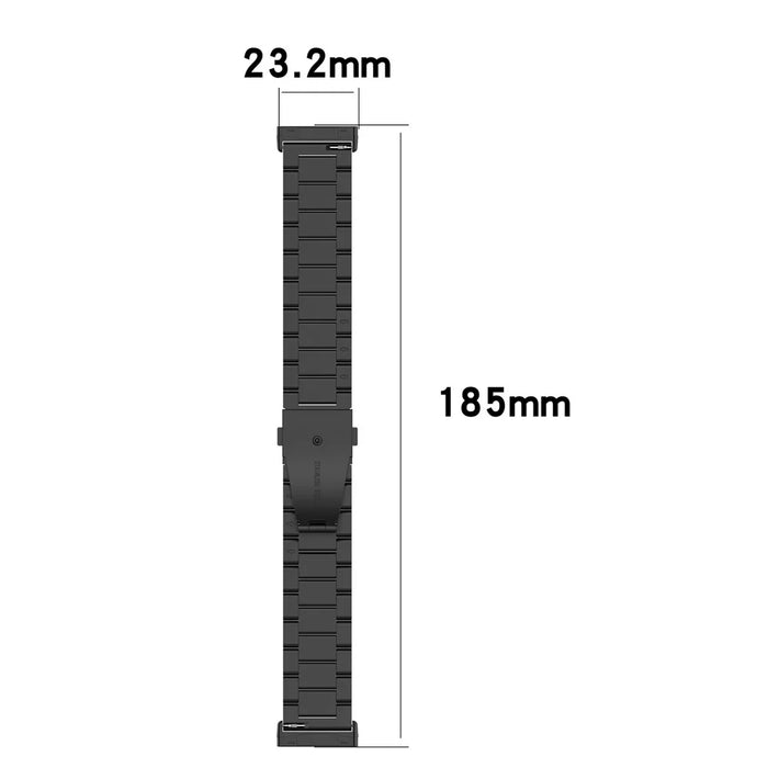 For Fitbit Versa 4 / Sense 2 Three Beads Smart Watch Band Folding Buckle Metal Wrist Strap Replacement - Black - 7