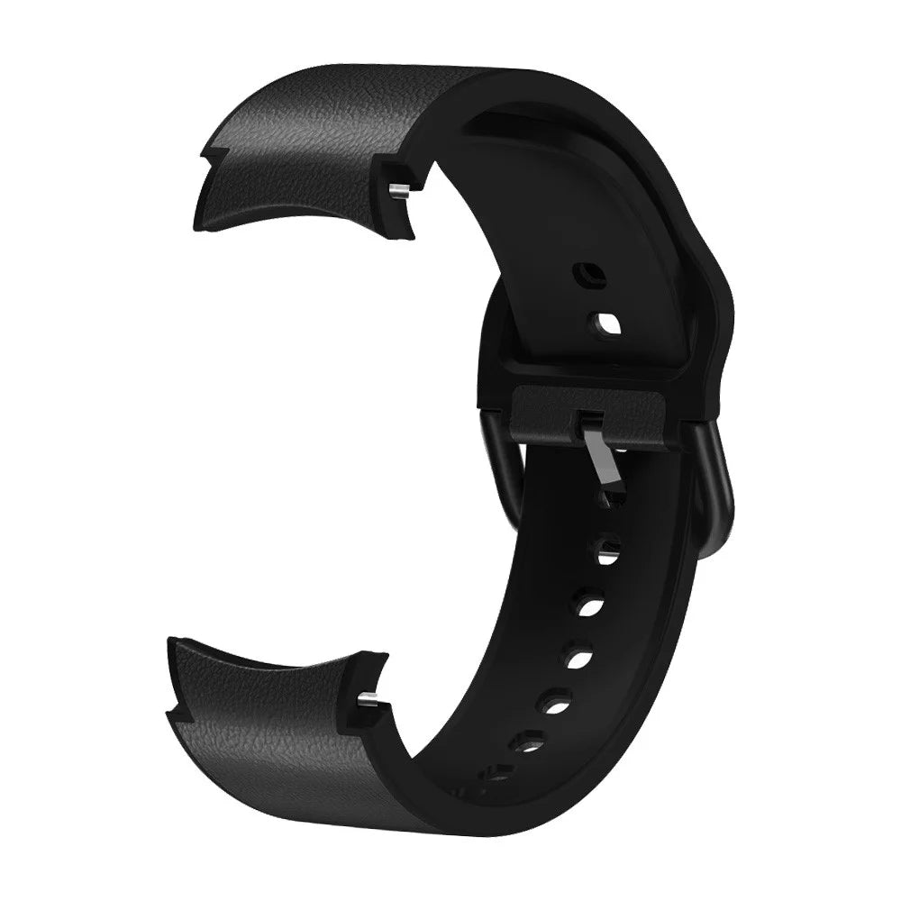 For Samsung Galaxy Watch6 40mm 44mm / Watch6 Classic 43mm 47mm / Watch 5 40mm 44mm / 5 Pro 45mm / Watch4 40mm 44mm Quick Release Watch Band Soft Leather Coated Silicone Adjustable Strap - Black - 3
