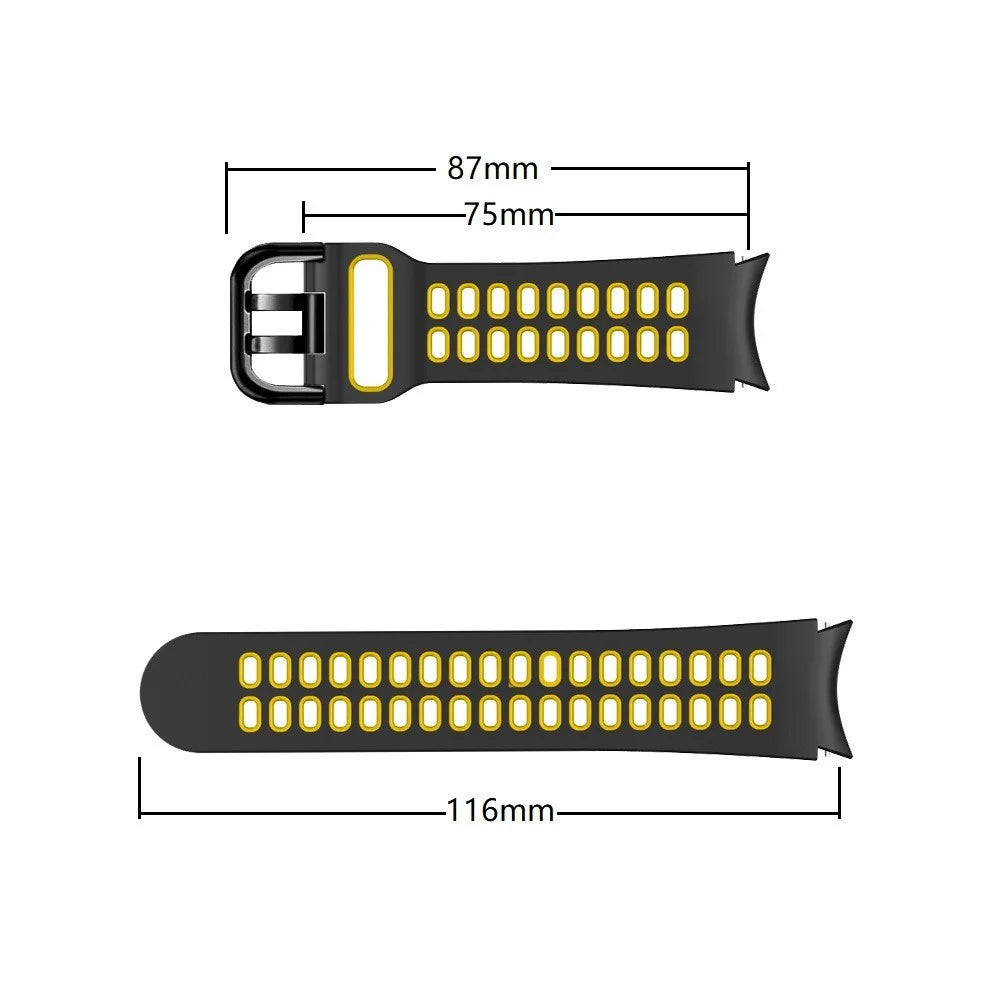 For Samsung Galaxy Watch 5 40mm  /  44mm  /  5 Pro 45mm Watch Band Dual-Color Watch Strap Silicone Watchband with Dual-Hole Buckle - Pink / White - 6
