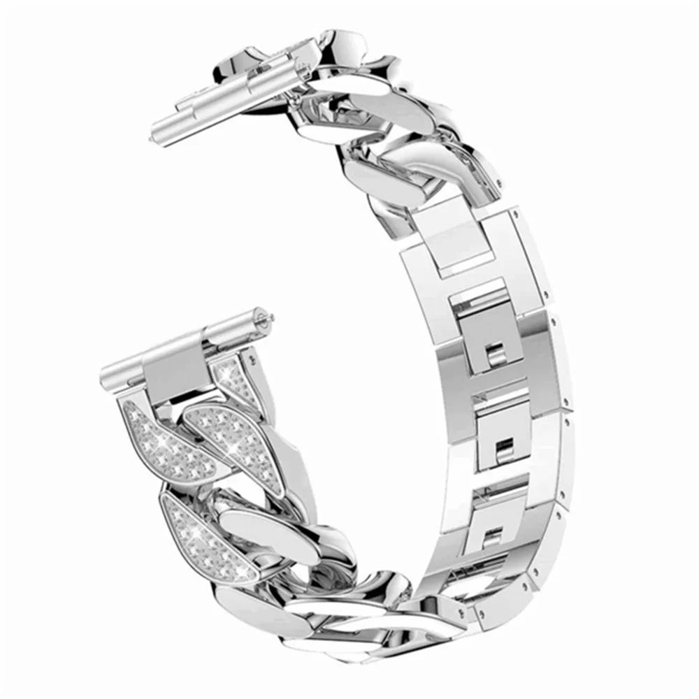 For Samsung Galaxy Watch6 40mm 44mm / Watch6 Classic 43mm 47mm / Watch 5 40mm 44mm / 5 Pro 45mm / Watch4 40mm 44mm Rhinestone Decor Band Metal Replacement Bracelet - Silver - 3