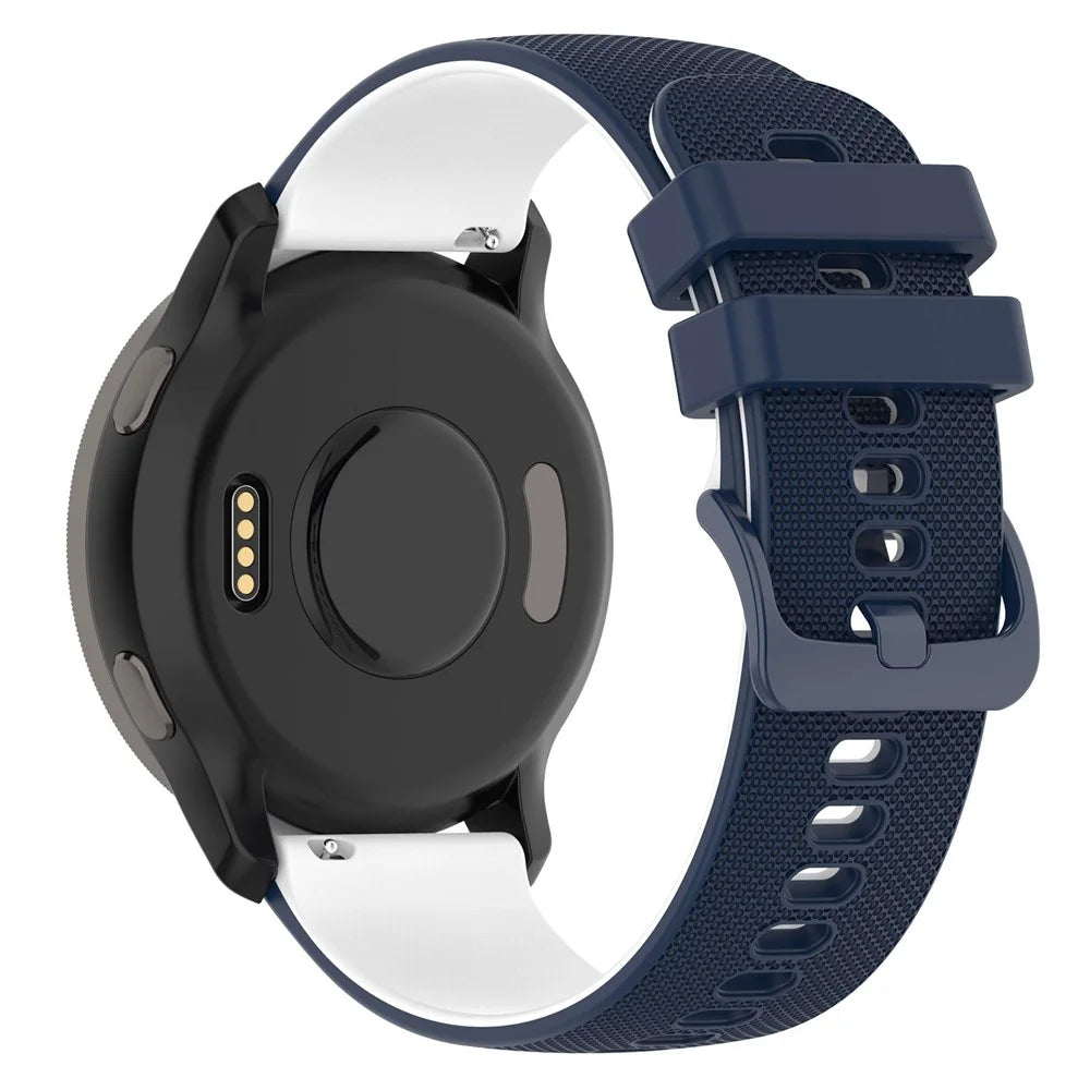 For Samsung Galaxy Watch3 45mm / Huawei Watch 3 / Garmin Forerunner 255 / Apex 46mm Silicone Watch Band 22mm Dual Color Adjustable Wrist Strap - Navy Blue / White - 1