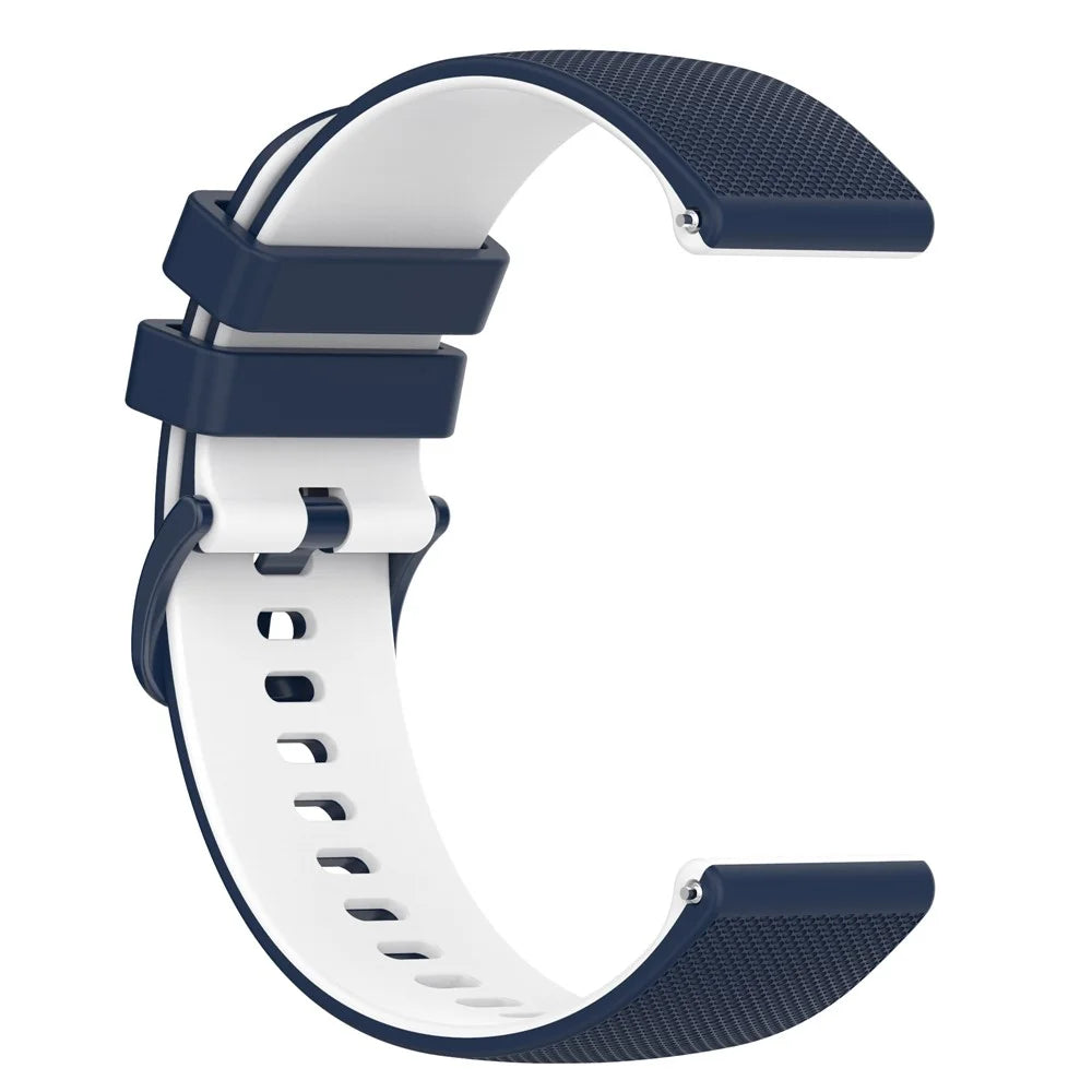 For Samsung Galaxy Watch3 45mm / Huawei Watch 3 / Garmin Forerunner 255 / Apex 46mm Silicone Watch Band 22mm Dual Color Adjustable Wrist Strap - Navy Blue / White - 4