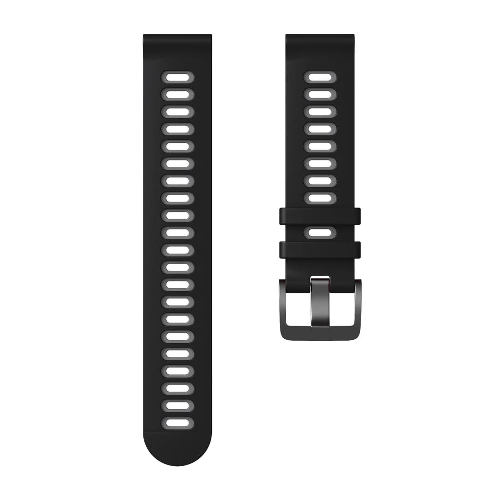 For Samsung Galaxy Watch3 45mm / Huawei Watch 3 / Apex 46mm Dual-Color Silicone Watch Band 22mm Sport Strap Replacement - Black  /  Grey - 4