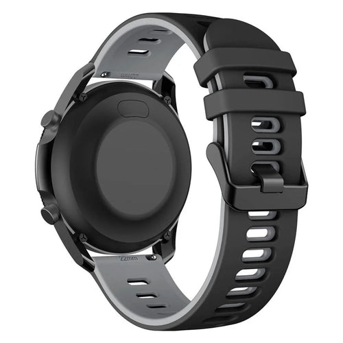 For Samsung Galaxy Watch6 40mm 44mm / Watch6 Classic 43mm 47mm / Watch 5 40mm 44mm / 5 Pro 45mm / Watch4 40mm 44mm / Huami Amazfit Bip 3 Pro Silicone Watch Band 20mm Replacement Strap - Black  /  Grey - 1