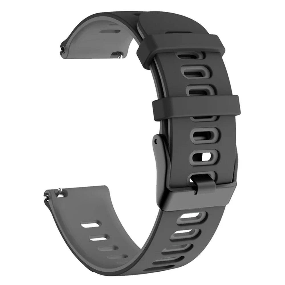 For Samsung Galaxy Watch6 40mm 44mm / Watch6 Classic 43mm 47mm / Watch 5 40mm 44mm / 5 Pro 45mm / Watch4 40mm 44mm / Huami Amazfit Bip 3 Pro Silicone Watch Band 20mm Replacement Strap - Black  /  Grey - 3