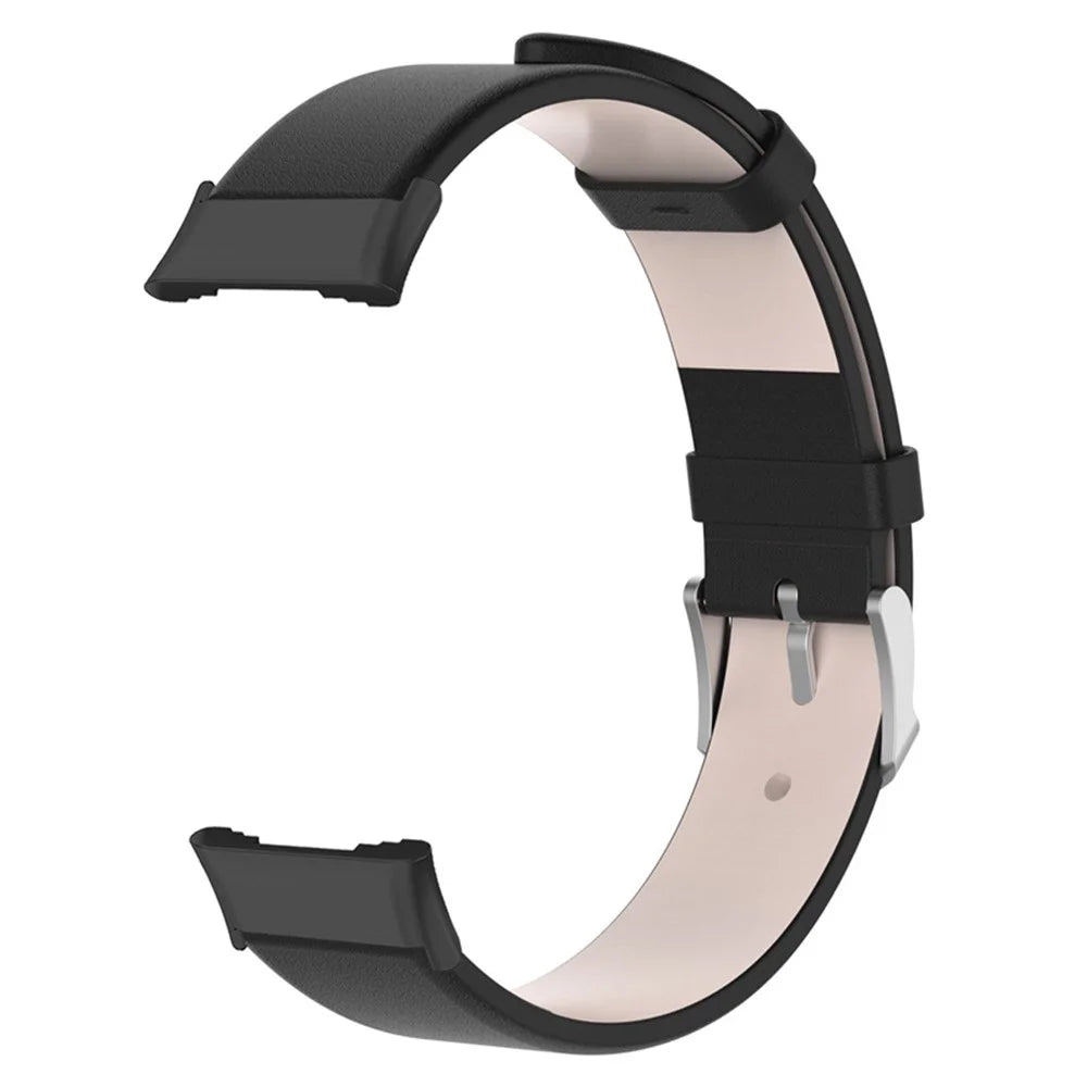 For Oppo Watch Free Watch Band with Buckle Leather Wristband Replacement Watch Strap - Black - 3