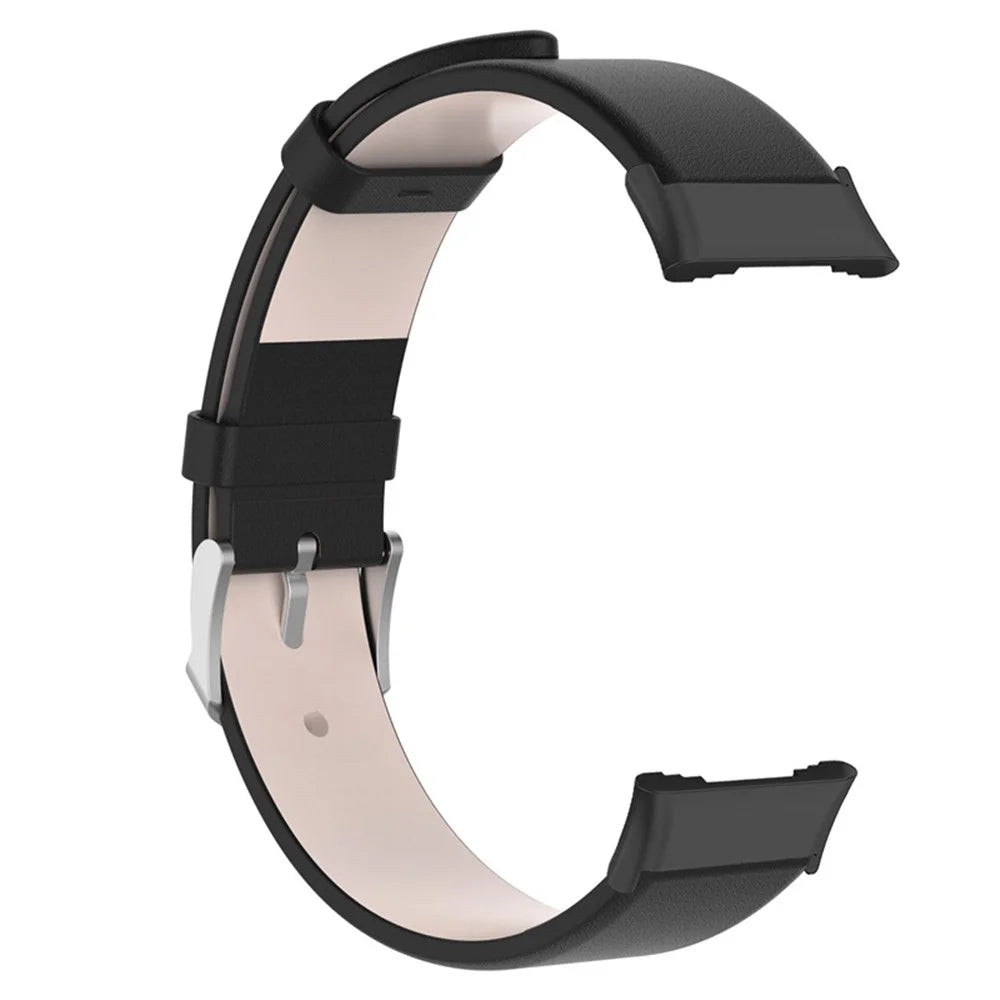 For Oppo Watch Free Watch Band with Buckle Leather Wristband Replacement Watch Strap - Black - 4