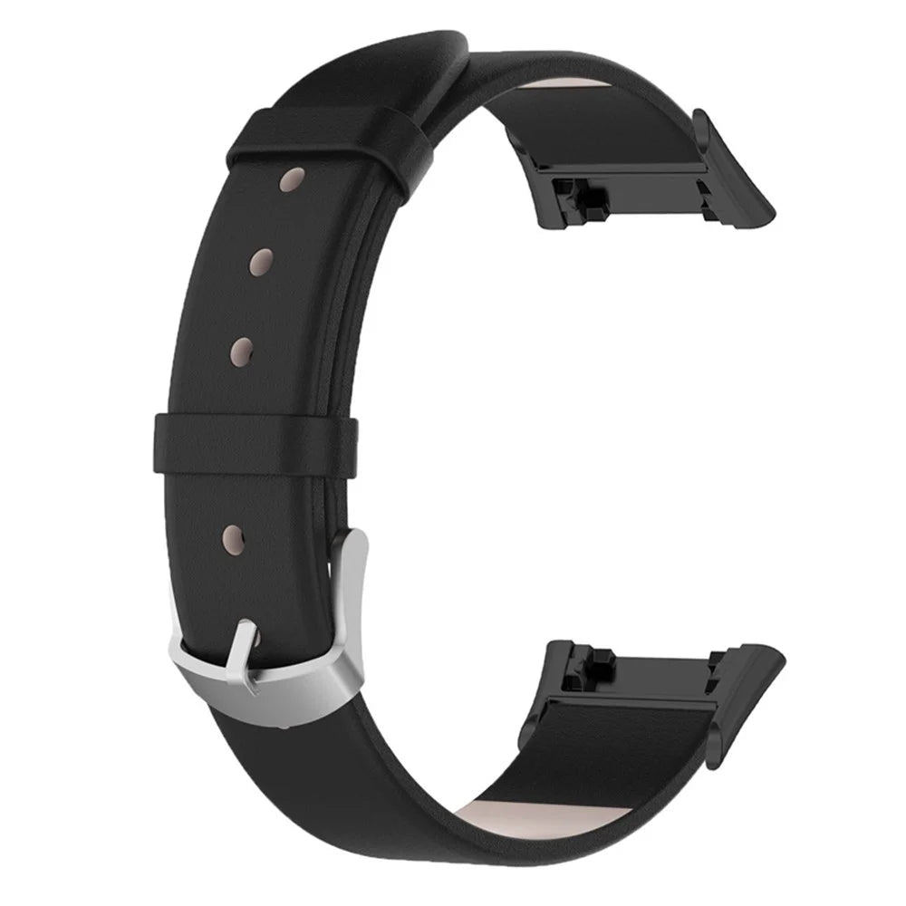 For Oppo Watch Free Watch Band with Buckle Leather Wristband Replacement Watch Strap - Black - 5