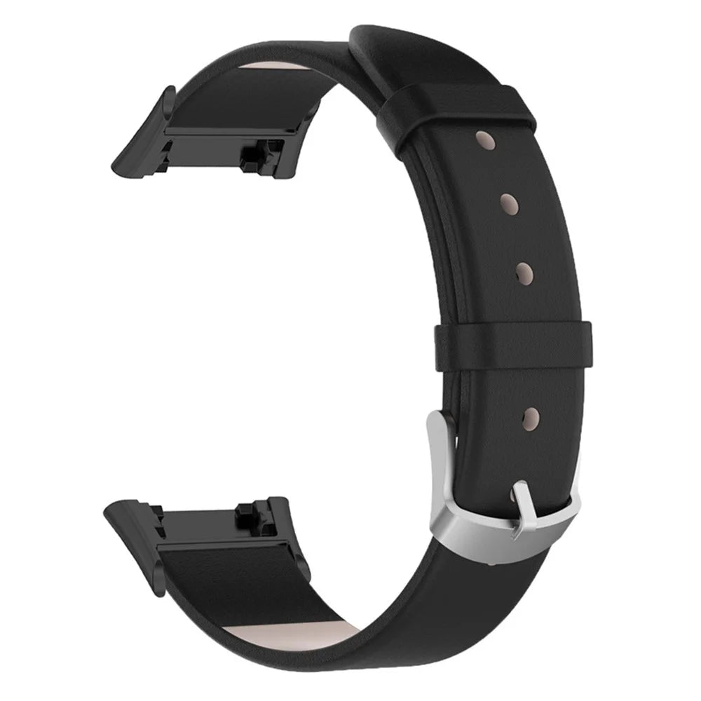 For Oppo Watch Free Watch Band with Buckle Leather Wristband Replacement Watch Strap - Black - 6