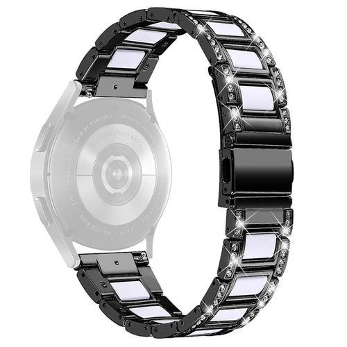 For Huawei Watch GT 2 42mm / Watch 2 / Honor MagicWatch 2 42mm Stainless Steel Watch Band Rhinestone Decor Resin Wrist Strap - Black / White - 1