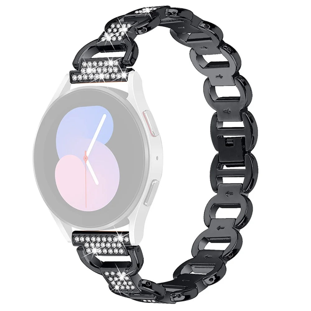 For Huawei Watch GT 2 42mm / Honor Magic Watch 2 42mm Metal Watch Strap Quick Release 20mm Watch Band Rhinestone Decoration Watchband - Black - 1