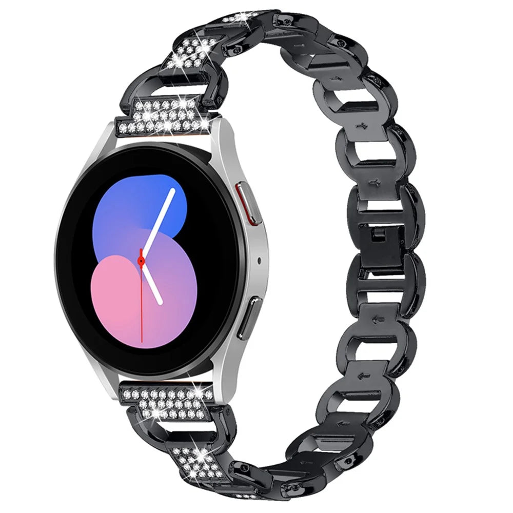 For Huawei Watch GT 2 42mm / Honor Magic Watch 2 42mm Metal Watch Strap Quick Release 20mm Watch Band Rhinestone Decoration Watchband - Black - 2