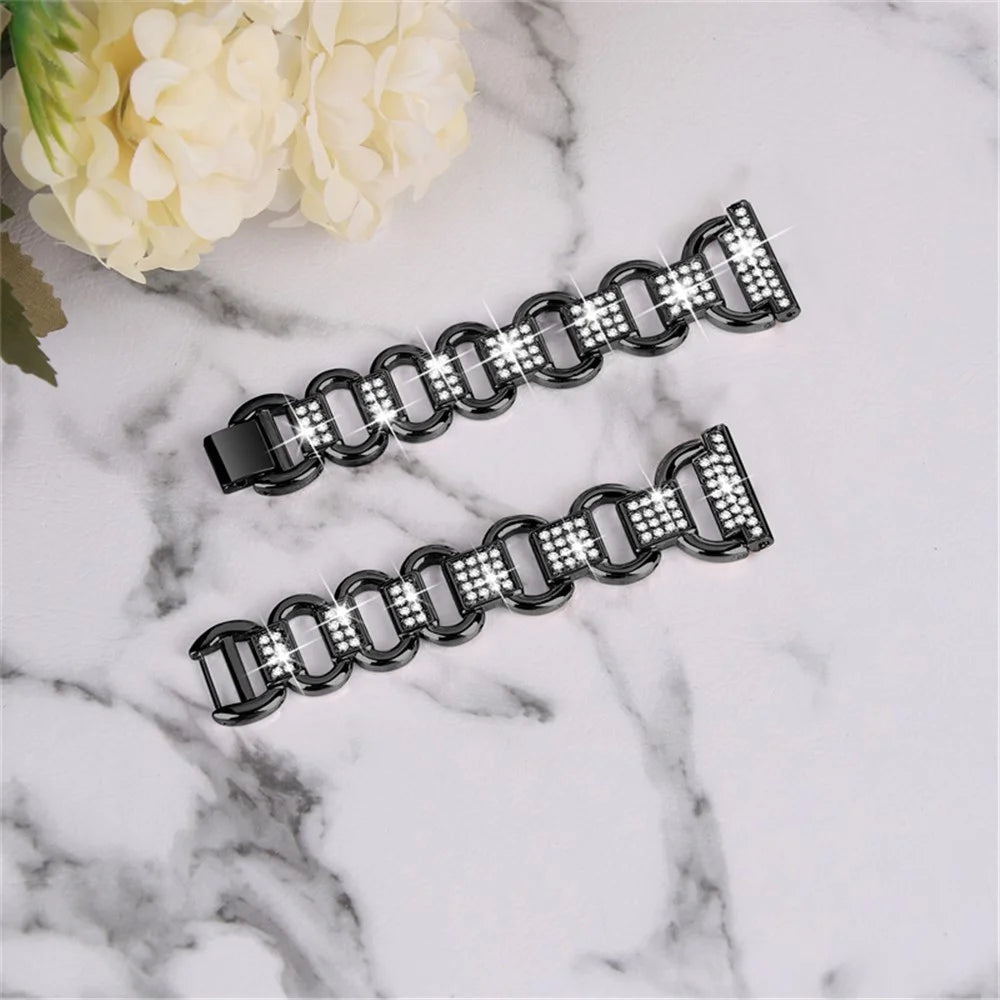 For Huawei Watch GT 2 42mm / Honor Magic Watch 2 42mm Metal Watch Strap Quick Release 20mm Watch Band Rhinestone Decoration Watchband - Black - 3