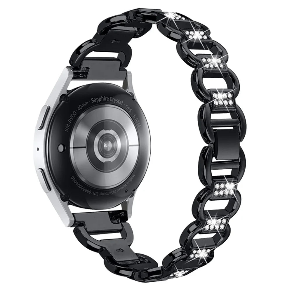 For Huawei Watch GT 2 42mm / Honor Magic Watch 2 42mm Metal Watch Strap Quick Release 20mm Watch Band Rhinestone Decoration Watchband - Black - 6