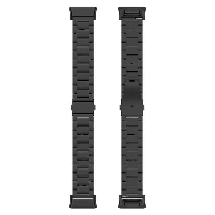 For Oppo Watch Free Replacement Stainless Steel Watch Strap Three-Beads Wrist Band with Folding Buckle - Black - 5