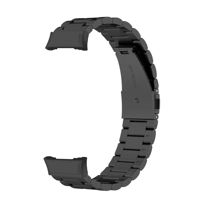 For Oppo Watch Free Replacement Stainless Steel Watch Strap Three-Beads Wrist Band with Folding Buckle - Black - 7
