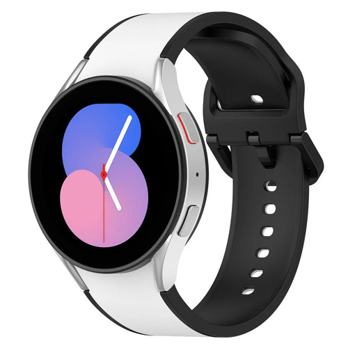 For Samsung Galaxy Watch6 40mm 44mm / Watch6 Classic 43mm 47mm / Watch 5 40mm 44mm / 5 Pro 45mm / Watch4 40mm 44mm Breathable Soft Silicone Watch Band Dual Color Sport Watch Strap - White / Black - 1