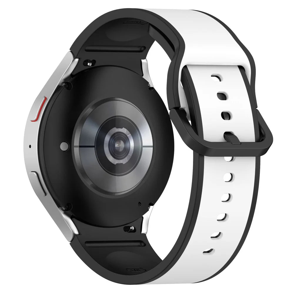 For Samsung Galaxy Watch6 40mm 44mm / Watch6 Classic 43mm 47mm / Watch 5 40mm 44mm / 5 Pro 45mm / Watch4 40mm 44mm Breathable Soft Silicone Watch Band Dual Color Sport Watch Strap - White / Black - 2