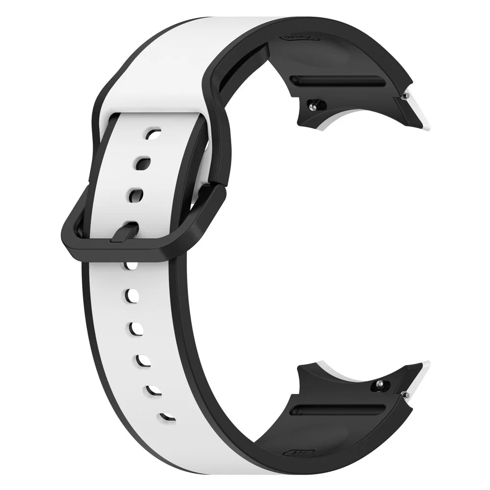 For Samsung Galaxy Watch6 40mm 44mm / Watch6 Classic 43mm 47mm / Watch 5 40mm 44mm / 5 Pro 45mm / Watch4 40mm 44mm Breathable Soft Silicone Watch Band Dual Color Sport Watch Strap - White / Black - 3