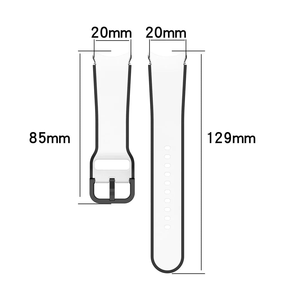 For Samsung Galaxy Watch6 40mm 44mm / Watch6 Classic 43mm 47mm / Watch 5 40mm 44mm / 5 Pro 45mm / Watch4 40mm 44mm Breathable Soft Silicone Watch Band Dual Color Sport Watch Strap - White / Black - 7