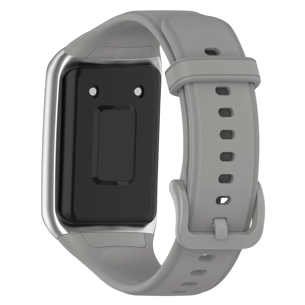 For Oppo Band 2 Soft Silicone Watch Band Adjustable Sport Replacement Strap - Grey - 1