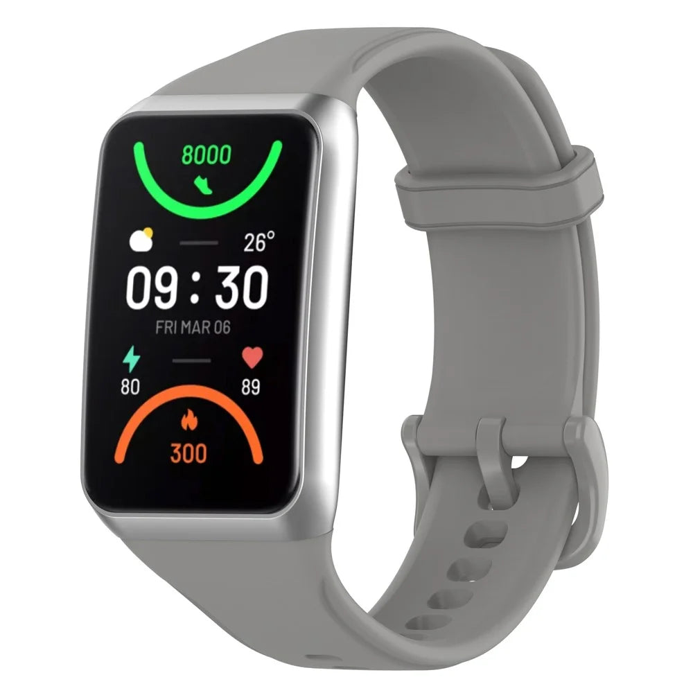 For Oppo Band 2 Soft Silicone Watch Band Adjustable Sport Replacement Strap - Grey - 2