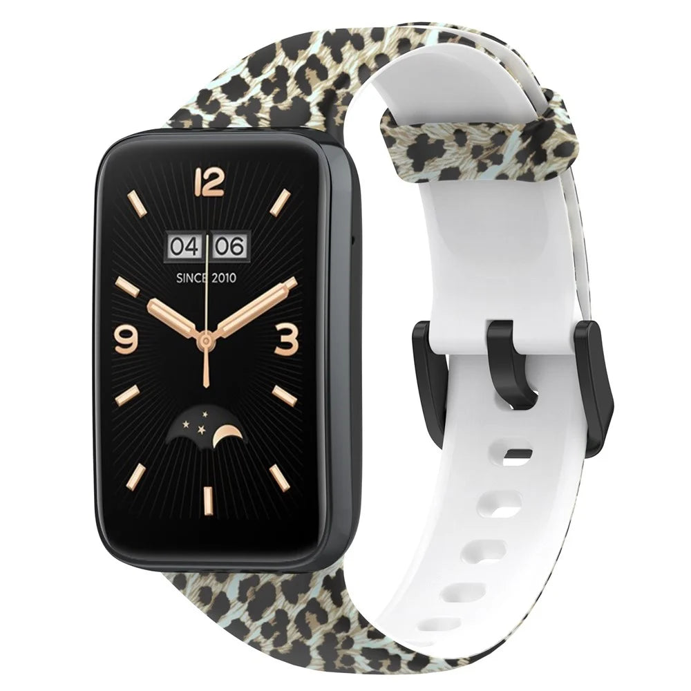 For Xiaomi Mi Band 7 Pro Sport Band Soft Silicone Pattern Printing Replacement Wristband, Standard Size - Leopard Print - 1