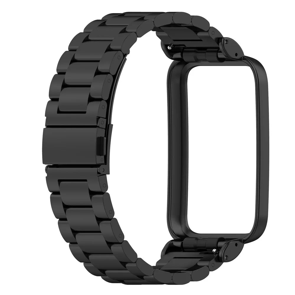 For Xiaomi Mi Band 7 Pro Replacement Smartwatch Band Stainless Steel 3 Beads Wrist Strap with Watch Case - Black - 3