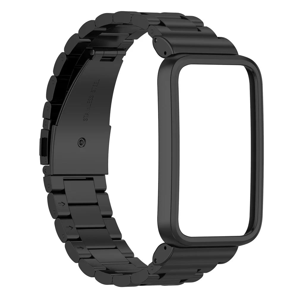 For Xiaomi Mi Band 7 Pro Replacement Smartwatch Band Stainless Steel 3 Beads Wrist Strap with Watch Case - Black - 4