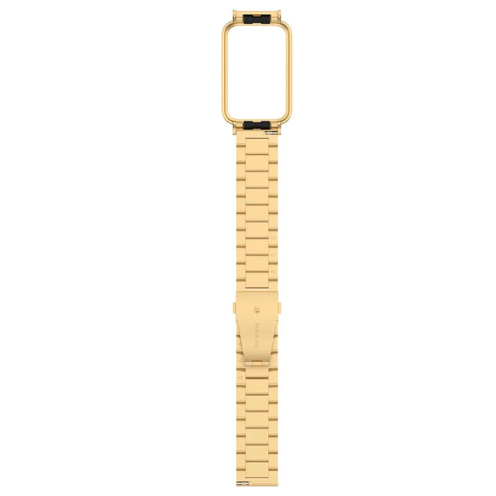 For Xiaomi Mi Band 7 Pro Stainless Steel Three Beads Wrist Strap Replacement Band with Watch Case - Gold - 5