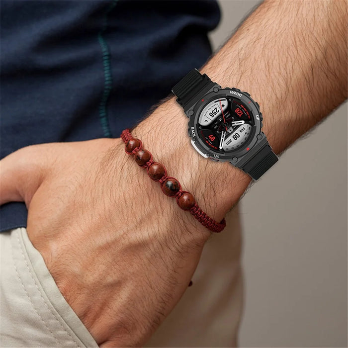 For Huami Amazfit T-Rex 2 Loop Sport Watch Strap Nylon Breathable Replacement Fastening Watchband, Standard Size - Pink - 7