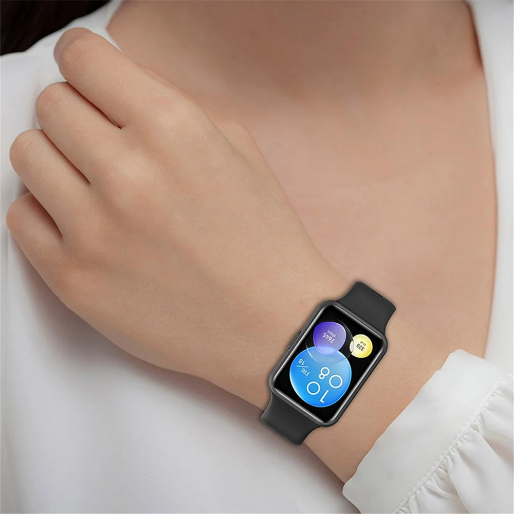 For Huawei Watch Fit 2 / Fit 2 Active / Classic / Elegant Silicone Watch Strap Soft Sport Replacement Watch Band - White - 6