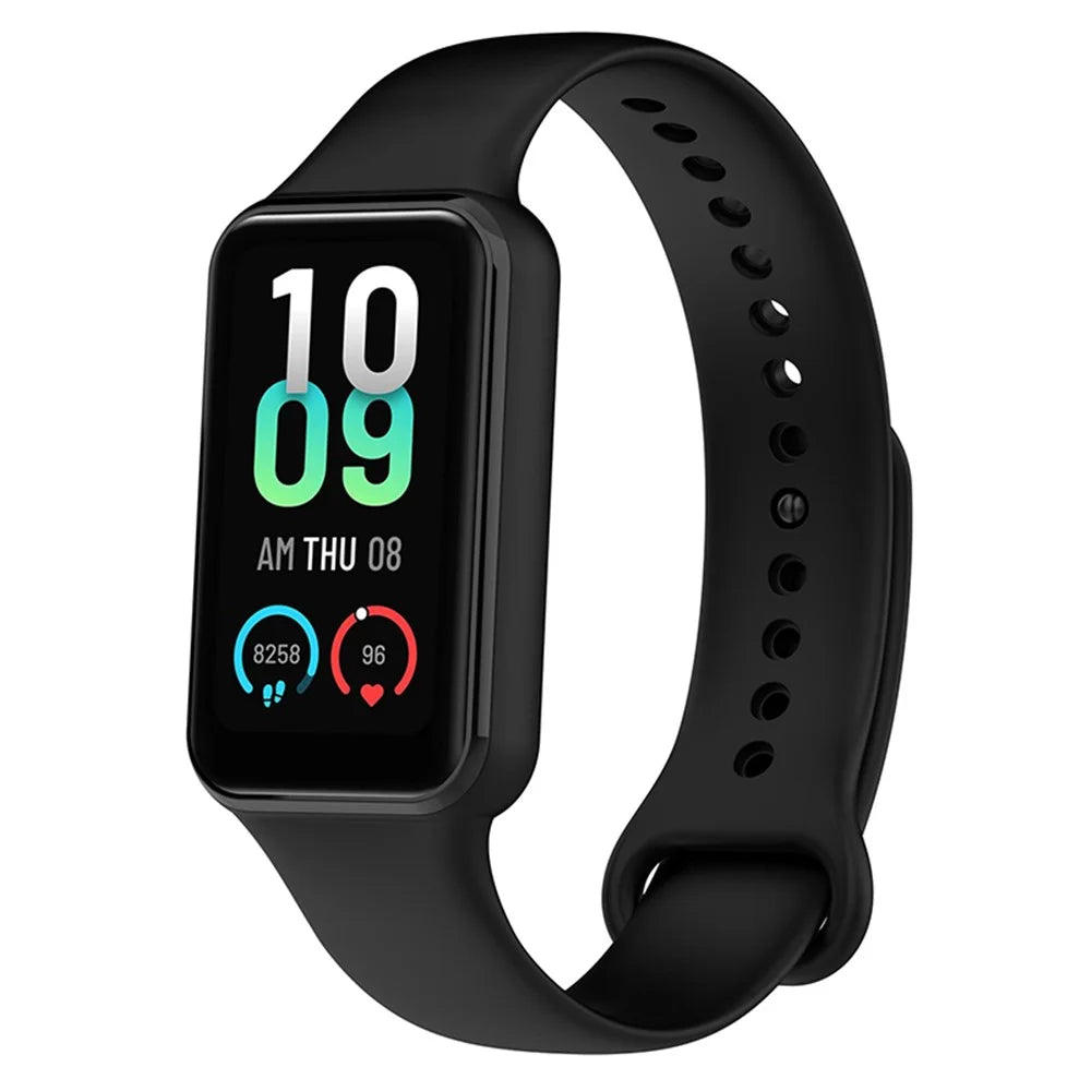 For Huami Amazfit Band 7 Strap TPE Watch Band with Protective Case - Black - 1