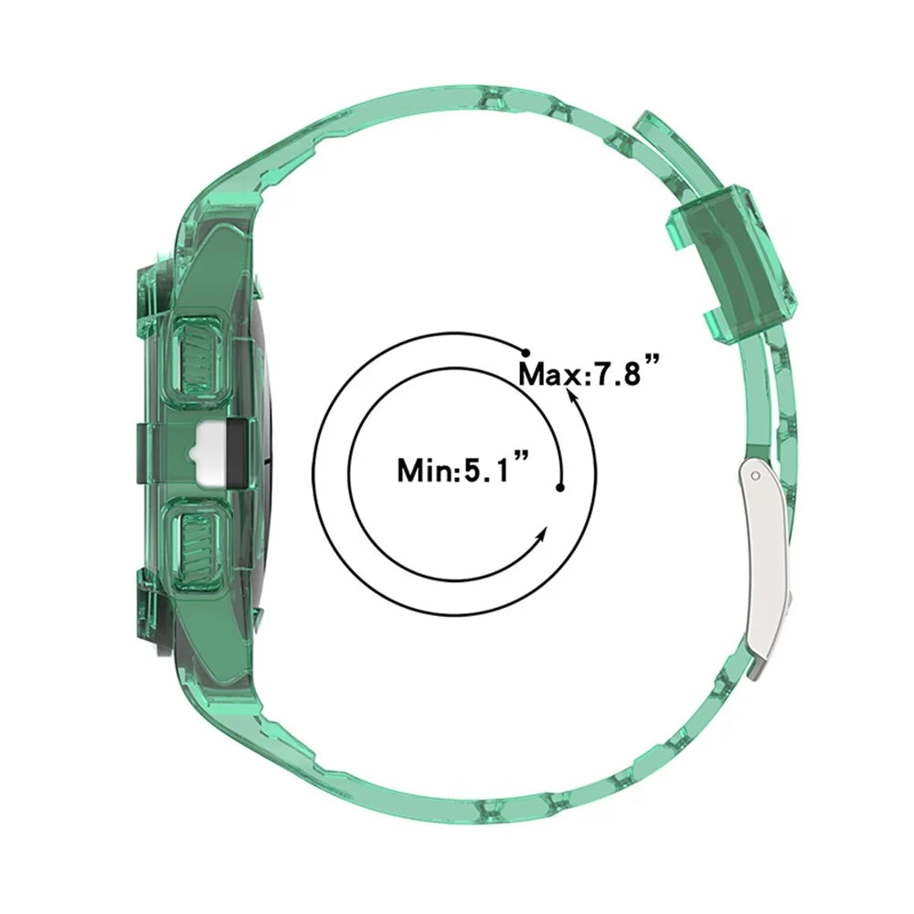 For Samsung Galaxy Watch 5 40mm / Watch4 40mm Soft TPU Sport Watch Band Wrist Strap with Rugged Protective Case - Transparent Green - 5