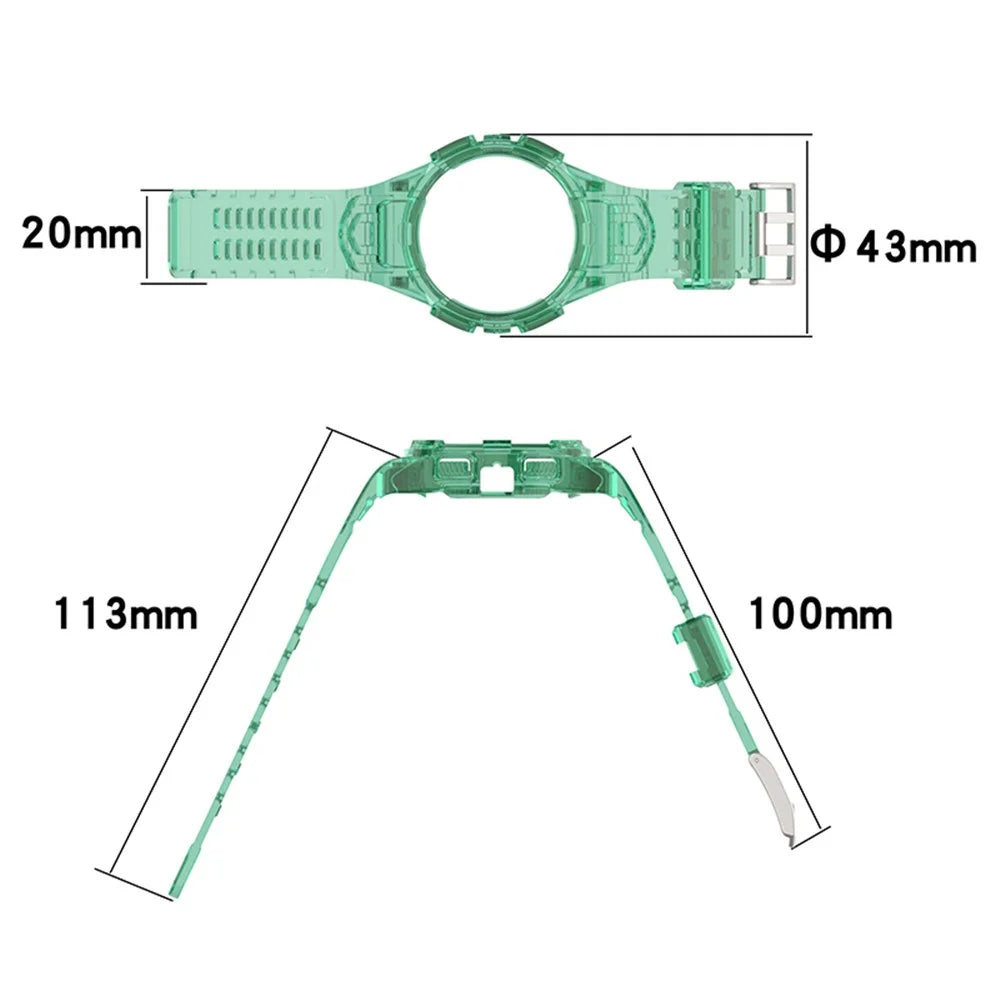 For Samsung Galaxy Watch 5 40mm / Watch4 40mm Soft TPU Sport Watch Band Wrist Strap with Rugged Protective Case - Transparent Green - 6