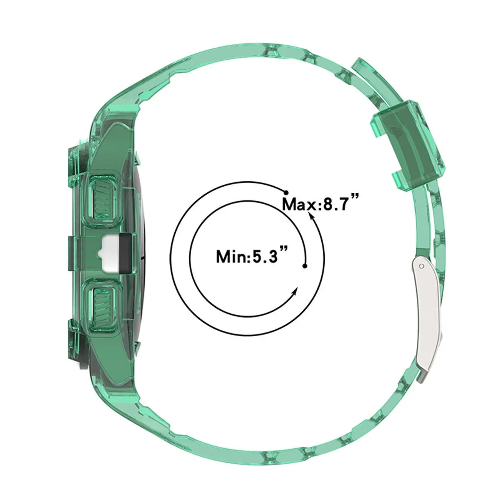 For Samsung Galaxy Watch6 / Watch 5 44mm / Watch4 44mm Sport Watch Band TPU Replacement Strap with Bumper Protective Case - Transparent Green - 5