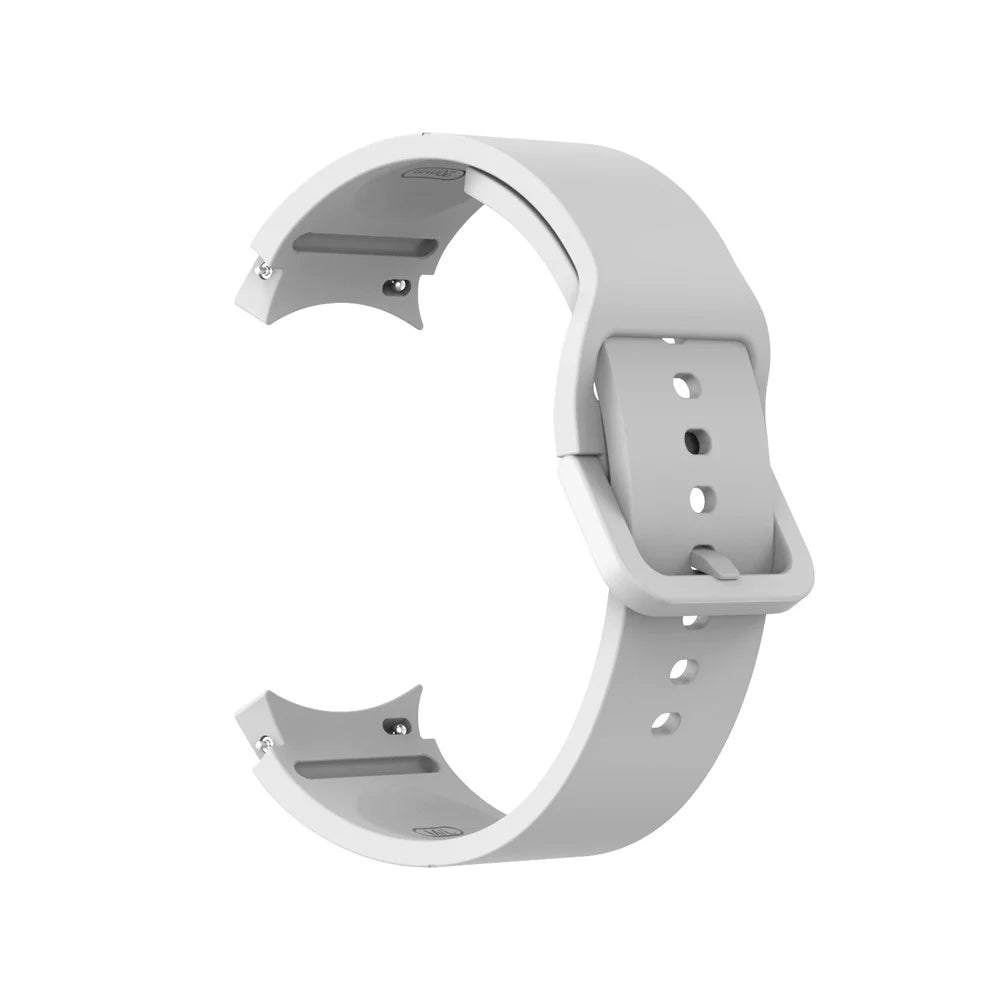 For Samsung Galaxy Watch6 40mm 44mm / Watch6 Classic 43mm 47mm / Watch 5 40mm 44mm / 5 Pro 45mm / Watch4 40mm 44mm Silicone Watch Band Soft Replacement Strap with Colorful Buckle - Official White - 3